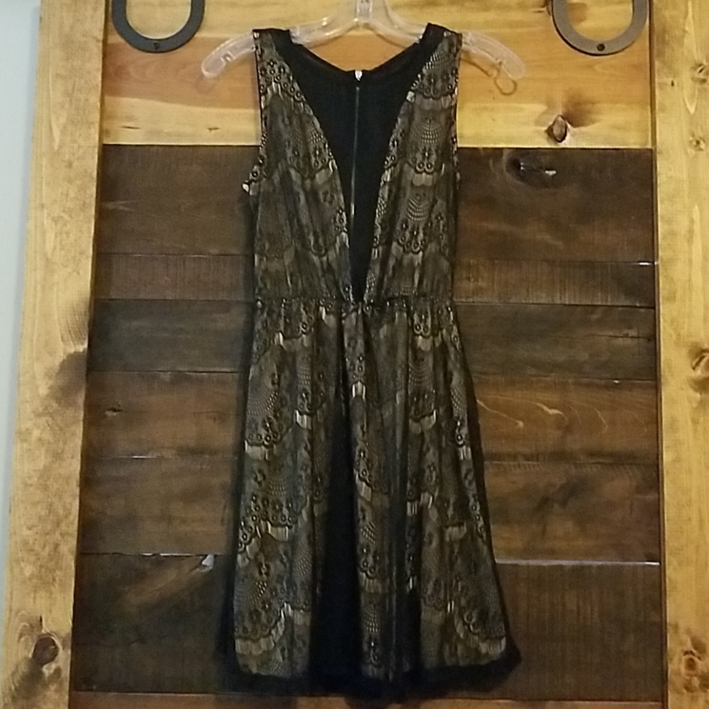 Black and champagne lace dress